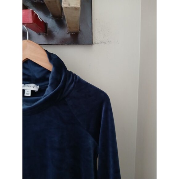 Evereve Milo Velour Funnel Neck Pullover Top Size XS Blue Supersoft Cozy - Picture 3 of 10